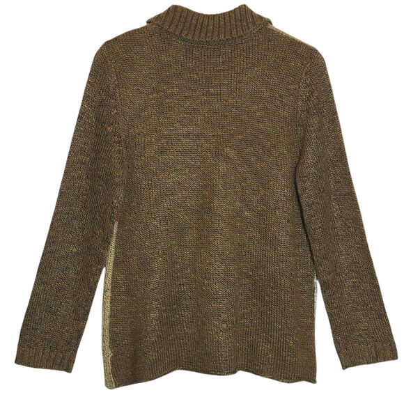 Alfred Dunner Brown Orange Colorblock Cardigan Sweater Soft Cozy Fall Style L - Picture 8 of 11